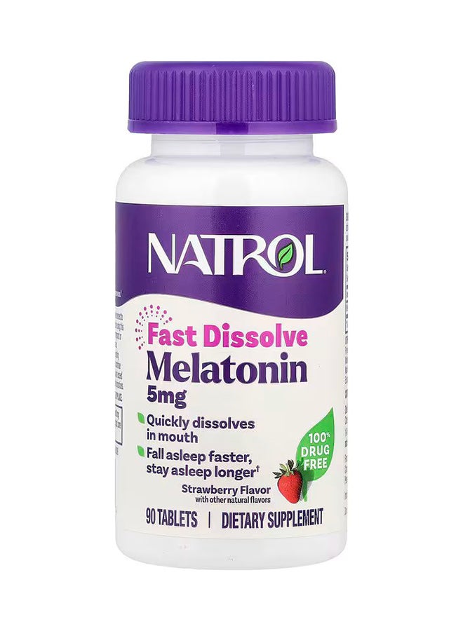 Natrol, Melatonin, Fast Dissolve, Strawberry, 5 mg, 90 Tablets - Image 1
